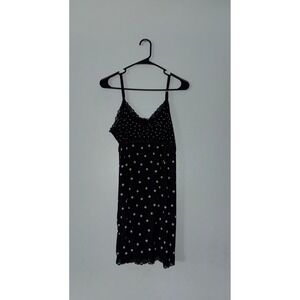Secret Treasures Black Polka Dot Lace Trim Chemise Sleepwear L/G 12/14